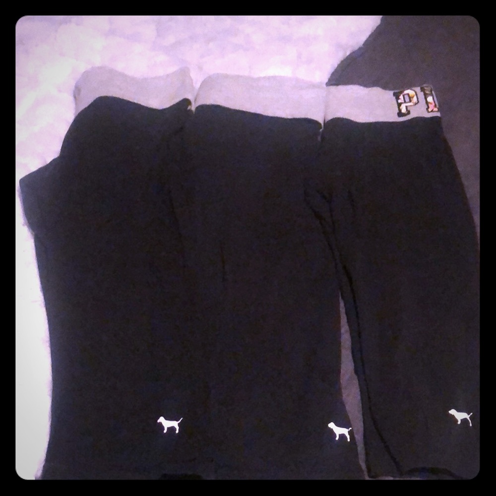 3 pair Pink cropped yoga pants size M